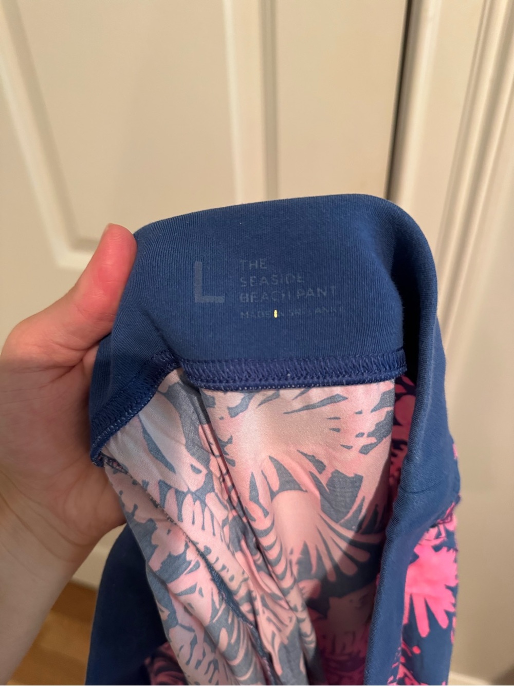 Navy and Hot Pink Tropical Print Wide-Leg Pants - Picture 5 of 6